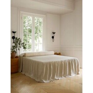 Queen Size Lulu & Georgia Vekki Cotton Bedspread by Sarah Sherman Samuel Ivory
